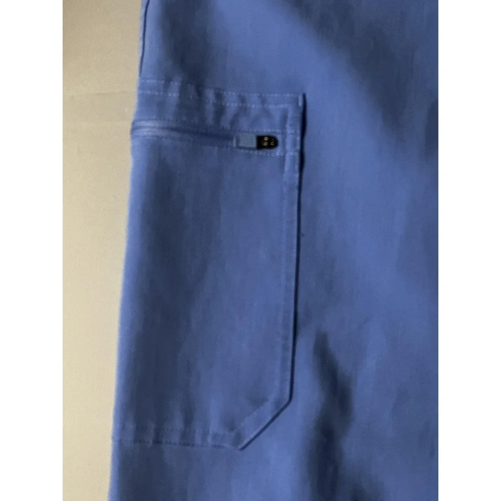 Figs Scrub Pants Womens XS Blue Technical Collection‎ Cargo Pockets Drawstring